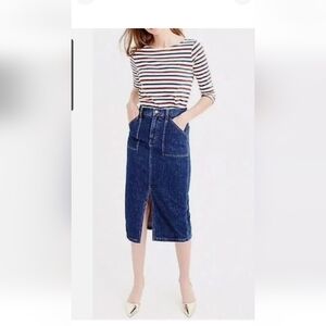 JCREW SIZE 31 LONG SKIRT W/ FRONT SLIT WOMEN DARK DENIM